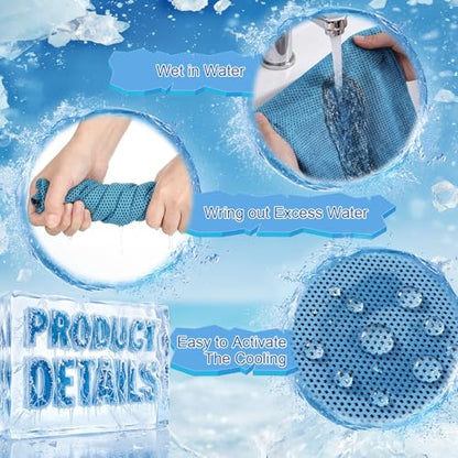 Honoson 20 Pcs12x25 Inch Cooling Hoodie Towel Bulk for Neck and Face 40x12 Inch Quick Dry Sweat Towels Instant Ice Cold Towel for Hot Weather Run Yoga Gym(Light Blue) - color: Light Blue