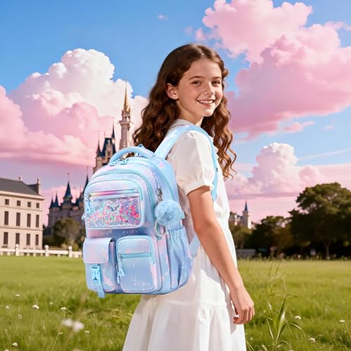 Girls Backpack,School Bag for Kids,Primary,Elementary,teen ages 6-15 Girls Bookbag,Students Kawaii Backpack Blue dolphin - color: Blue Dolphin