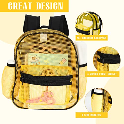 Silkfly 12 Pcs 17 Inch Mesh Backpack Bulk for School Kids Clear Backpack See Through Heavy Duty Bookbags with Adjustable Straps for Boys Girls Student Adult, Sports Travel Donations Supplies