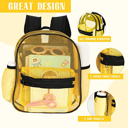 Silkfly 12 Pcs 17 Inch Mesh Backpack Bulk for School Kids Clear Backpack See Through Heavy Duty Bookbags with Adjustable Straps for Boys Girls Student Adult, Sports Travel Donations Supplies