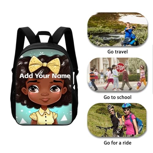 Personalized Bookbag for Girls 10-12/6-8 Afro Backpack Kids 2 Grade/3Rd Grade Custom Name Book Bag Lightweight Magic Black Schoolbag - color: African Black Girl-26