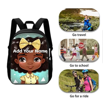 Personalized Bookbag for Girls 10-12/6-8 Afro Backpack Kids 2 Grade/3Rd Grade Custom Name Book Bag Lightweight Magic Black Schoolbag - color: African Black Girl-26
