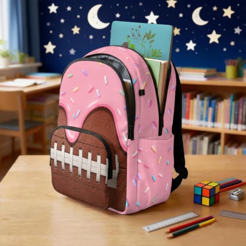 Suobstales Football Ice Cream Drip Print Kids School Backpack with Adjustable Padded Straps Casual Daypack Rucksack Girls Boys, Lightweight 17 Inch Schoolbag Knapsack Bookbag for Outdoors Travel - color: Football Ice Cream Drip 1