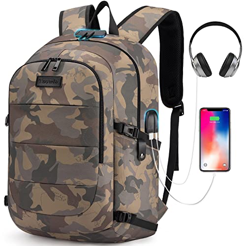 Tzowla Travel Laptop Backpack Water Resistant Anti-Theft Bag with Giant Tumbler Holder Pocket and Lock 15.6 Inch Computer Business Backpacks for Women Men Work College Gift,Casual Daypack(YellowCamo) - color: A-yellowcamo, size: Standard 15.6inch