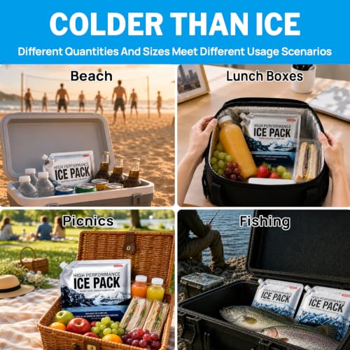Reusable Ice Packs for Coolers Long Lasting Gel Freezer Packs for Lunch Bags Cooler Backpack Lunch Box, Keeps Food Cold Fresh (9.8"x9.8"x3P) - size: Medium-3pk