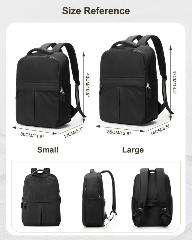 Black Laptop Work Backpack for Women - 15.6 Inch Laptop Compartment, Lightweight Waterproof Large Travel Backpack for College, Nurse & Teacher - color: Model a Black