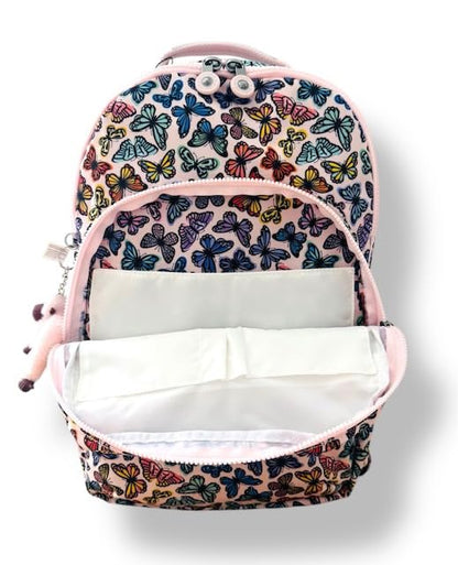 Kipling Women's Seoul Extra Large 17" Laptop Backpack, Durable, Roomy with Padded Shoulder Straps, Built-In Protective Sleeve - color: Butterfly Day, size: 13.5''L x 17.75''H x 9''D