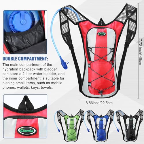 Chunful Hydration Backpack with 2L Water Bladder, Lightweight Hydration Pack Outdoor Water Backpack for Men Women Running Cycling Biking Climbing - color: Stylish Color