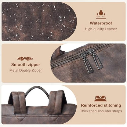 Shrrie Laptop Backpack for Women 15.6 inch,Travel Leather Backpack Purse Nurse Teacher Carry on Backpack Computer Bag,Professional Water-Resistant College Business Work Casual Daypack,Nubuck Coffee - color: Nubuck Coffee