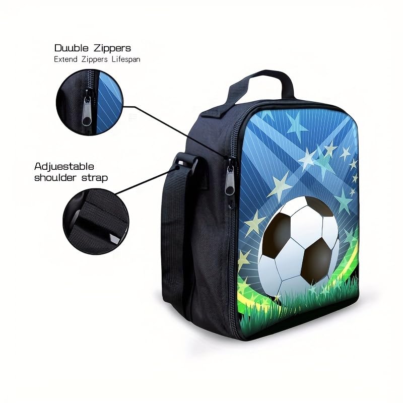3PCS Soccer Backpack Set, 16" Lightweight Football Daypack, Soccer Ball Print Casual Laptop Backpack for Travel Camping Work (style-10) - color: Style-10