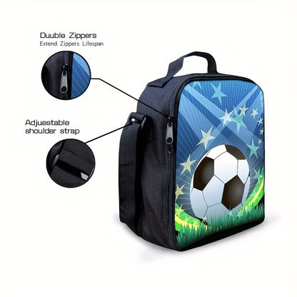 3PCS Soccer Backpack Set, 16" Lightweight Football Daypack, Soccer Ball Print Casual Laptop Backpack for Travel Camping Work (style-10) - color: Style-10