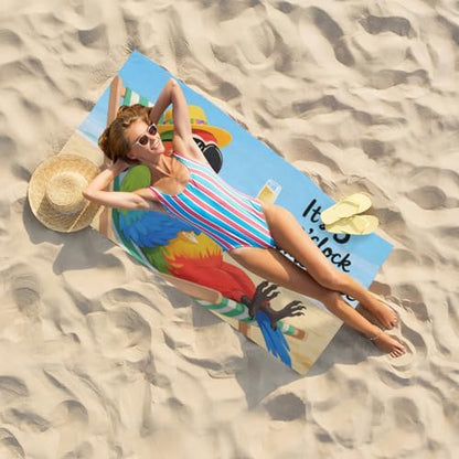 It's 5 O'Clock Somewhere Beach Towel, Funny Summer Aldult Quick Dry Camping Bath Towel, Absorbent Thin Lightweight Beach Blanket for Sports Travel Pool Swimming Bathroom 30x60 Inch/ 77X153cm - color: It's 5 O'clock Somewhere