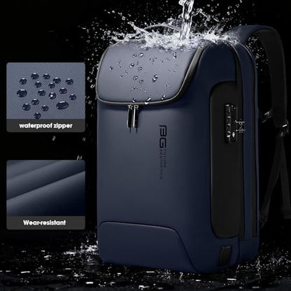 BANGE 17.3 Inch Business Laptop Backpack: Anti-Theft with USB Port & TSA Lock, Waterproof Zippers, Large Travel Commuter Bag - color: Blue, size: lock and usb