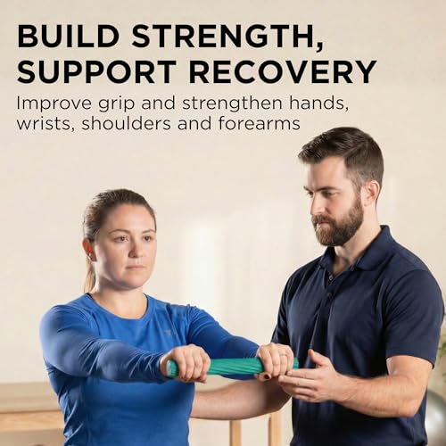 THERABAND FlexBar Resistance Bar, Medium, Green Flex Therapy Bar for Physical Therapy, Wrist & Forearm Exercise Equipment, Non Slip Grip, Compact Design - color: Green - Medium, style: Original