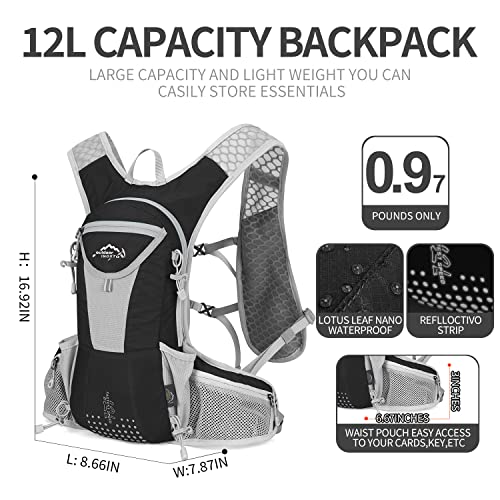 IX INOXTO Hydration Pack Backpack, Lightweight Water Backpack with 2L Hydration Bladder Daypack for Men Women,Running Hydration Vest for Trail Running Hiking Cycling Race Climbing - color: Black grey