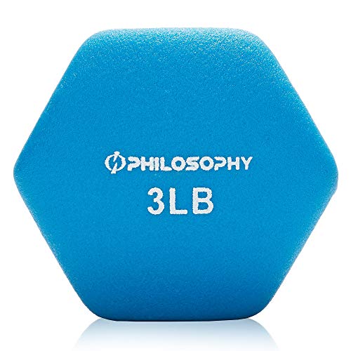 Philosophy Gym Set of 2 Neoprene Dumbbell Hand Weights, Hexagon Shape - style: Turquoise 3 lb Pair