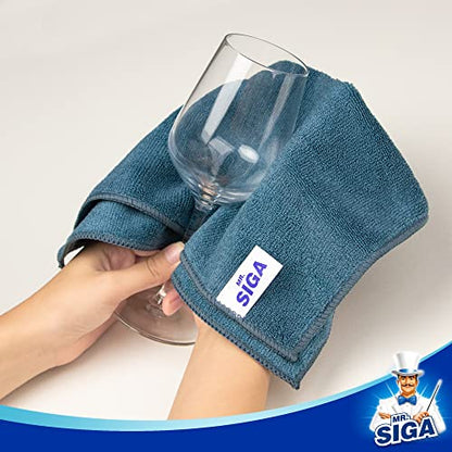 MR.SIGA Microfiber Cleaning Cloth, All-Purpose Microfiber Towels, Streak Free Cleaning Rags, Pack of 12, Light Teal, Size 32 x 32 cm(12.6 x 12.6 inch) - color: Light Teal