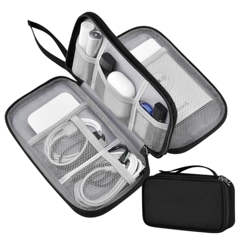 ZINZ Electronic Accessories Organizer, Travel Cable Carry Pouch Storage Bag for Laptop Attachment Cable, Cord, Charger, Earphone etc,Black - color: Black