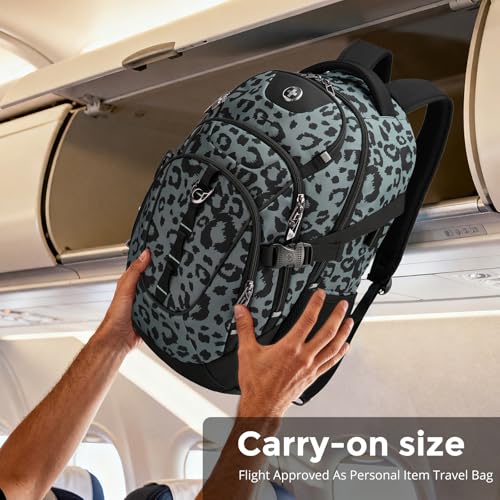 Swissdigital Laptop Backpack with USB Charging Port, Travel Backpack Fits 15.6 inches Computer, 31L Backpack for Men, Gray Leopard | SD803-101 - color: Gray Leopard
