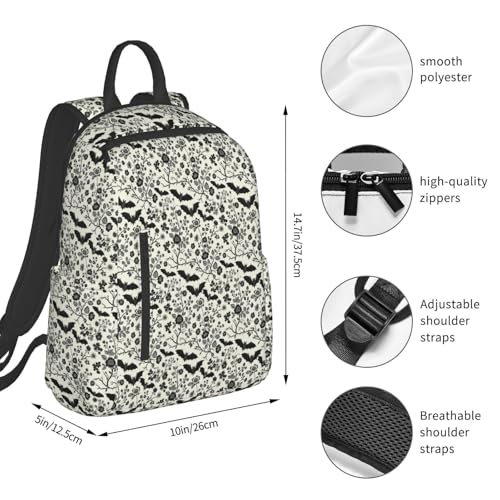 Laptop Backpack Goth Bat, Cushioned Back Panel, Front Zip, for Daily Commute & Outdoors - color: Picture (49)