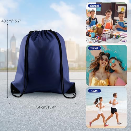 KUUQA 2 Pcs Navy Blue Drawstring Backpack Drawstring Bag Bulk Sports Cinch Bags String Backpack Storage Bags for Gym Traveling - color: Navy Blue