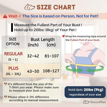 Dog Carrier for Small Dogs, Front Facing Dog Carrier Sling, Hands Free Cat Sling, Size Adjustable, Reducing Back Pain, Soft Cotton, Premium Dog Sling Carrier (Plus, Heather Gray) - color: Light Heather Gray, size: Plus