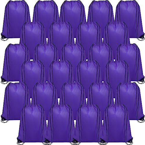 Silkfly 100 Pieces Drawstring Backpack Bags Bulk Portable Blank Cinch Storage Bags for Sports, School, DIY Gifts, Homeless, Social Assistance(Purple) - color: Purple