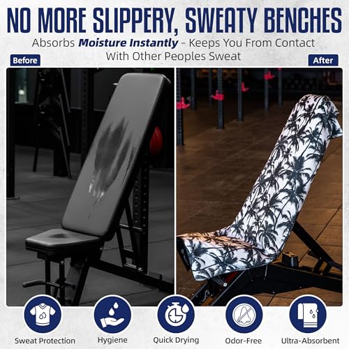 CHEEKY WINX Hooded Microfiber Gym Towel – Highly Absorbent Car Seat Towel with Carry Bag – Double-Sided Sweat Towel, Reversible, Quick Dry & Sand-Resistant Fabric, Palm Trees, 130 x 60cm - color: Palm Trees