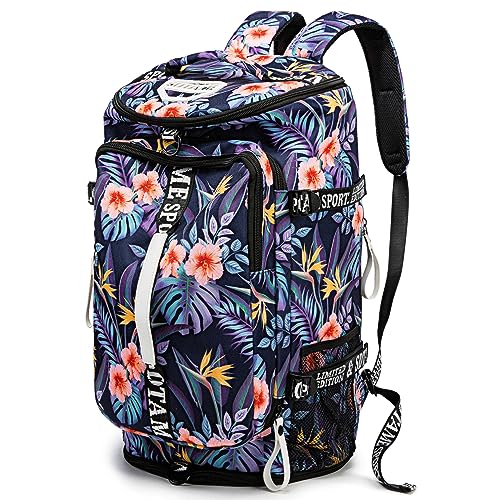 Gym Duffle Bag Backpack with Shoe Compartment,4 ways Travel Backpack for Women and Men,Multi-Functional Weekender bag with Waterproof Layer&Laptop Compartment for Fitness, Travel,Camping - color: Orange