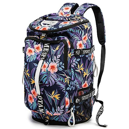 Gym Duffle Bag Backpack with Shoe Compartment,4 ways Travel Backpack for Women and Men,Multi-Functional Weekender bag with Waterproof Layer&Laptop Compartment for Fitness, Travel,Camping - color: Orange