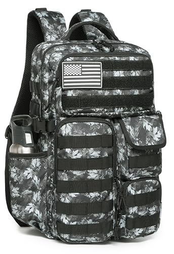Wotony Tactical Backpack - Military waterproof backpack with multiple pockets and tactical gear for the outdoors (Gray Maple Leaf, 30L) - color: Gray Maple Leaf, size: 30L