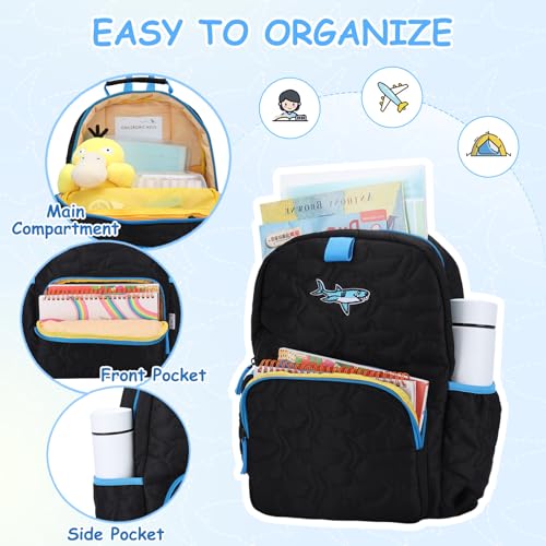 Chase Chic Toddler Backpack for Boys, Puffer Cute Lightweight Preschool Backpack with Lunch Box Set for Daycare Travel Kids Age 3-6,Black Shark - color: Black Shark