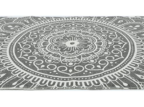 Hand Woven 100% Cotton Yoga Mat- Thick Handloom Made in India- for Gym Floor Exercise - Runner for Bedroom - color: Grey
