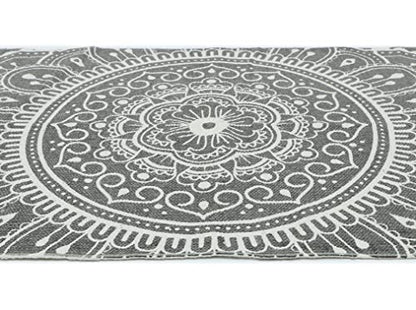 Hand Woven 100% Cotton Yoga Mat- Thick Handloom Made in India- for Gym Floor Exercise - Runner for Bedroom - color: Grey
