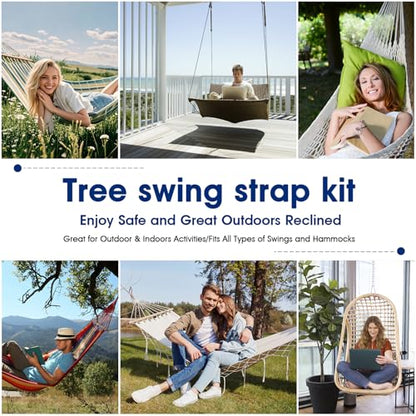Safe Tree Swing Straps Hanging Kit with Two Alloy Carabiners 2,200lb Breaking Strength Easy and Fast Installation Swings or Hammocks (3.3ft) - size: 3.3ft