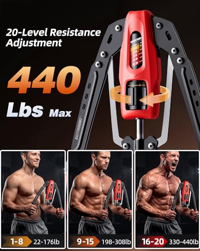 EAST MOUNT Twister Arm Exerciser, Adjustable Hydraulic Resistance 22–440 lbs, Arm Chest & Shoulder Strength Trainer for Home Workouts, Upper Body Muscle Builder, Fitness Training Equipment - color: Red
