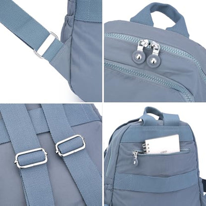 Tanweibago Mini Nylon Women Backpacks,11L Small Ladies backpacks Casual Lightweight Women Shopping Travel Daypack (Light Blue) - color: Light Blue