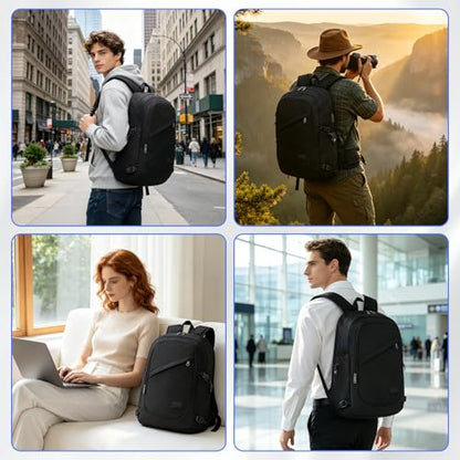 Kono Travel Laptop Backpack with USB Charging Port, Business Anti Theft Slim Sturdy Personal Item Bag, Water Resistant College Computer Daypack for Men & Women Fits 15.6 Inch Notebook, Black - color: Black