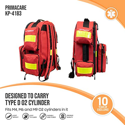 Primacare KP-4183 Trauma Emergency Medical Supplies Tactical 17"x6"x9" Trauma Back Pack Bag for Holding O2 Tank