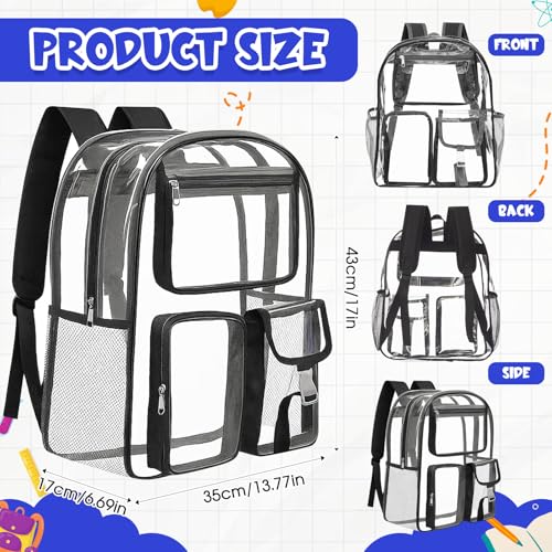 Amylove 29 Pcs Clear Backpacks with Study Supplies, 17in Transparent PVC Bag for Elementary, Intermediate, or High School, Stadium Approved See Through Bookbag to Study Supplies for Students - size: 17in