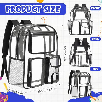 Amylove 29 Pcs Clear Backpacks with Study Supplies, 17in Transparent PVC Bag for Elementary, Intermediate, or High School, Stadium Approved See Through Bookbag to Study Supplies for Students - size: 17in
