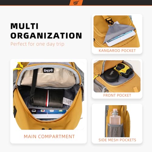 SKYSPER Sling Bag RFID Crossbody Sling Backpack Cross Body Shoulder Bag Travel Hiking Daypack for Women Men(Apricot) - color: Apricot