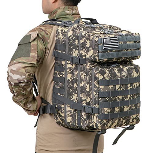 QT&QY 45L Military Tactical Backpacks Molle Army Assault Pack 3 Day Bug Out Bag Hiking Treeking Rucksack… - color: 2.3 Acu
