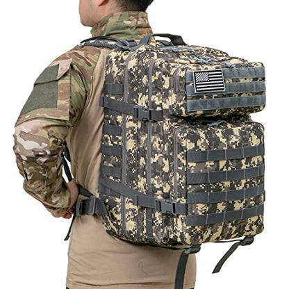 QT&QY 45L Military Tactical Backpacks Molle Army Assault Pack 3 Day Bug Out Bag Hiking Treeking Rucksack… - color: 2.3 Acu