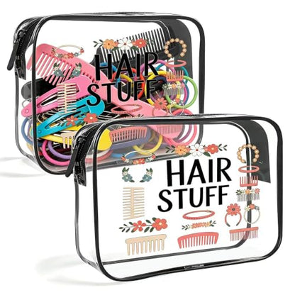 Clear Toiletry Bag, 2 Pack TSA Approved Travel Toiletry Bag Carry on Travel Accessories Bag for Women Men, Carry on Airport Airline Cosmetic Bag - color: Hair stuff-1-2pc