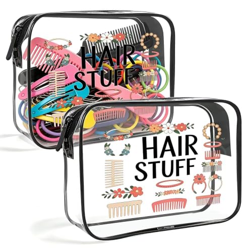 Clear Toiletry Bag, 2 Pack TSA Approved Travel Toiletry Bag Carry on Travel Accessories Bag for Women Men, Carry on Airport Airline Cosmetic Bag - color: Hair stuff-1-2pc