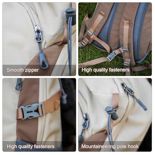 AUGUR hiking backpack small outdoor backpack women men lightweight back pack for hiking camping rucking daypack(Khaki)
