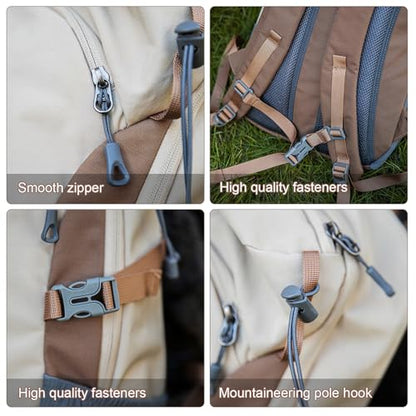 AUGUR hiking backpack small outdoor backpack women men lightweight back pack for hiking camping rucking daypack(Khaki)