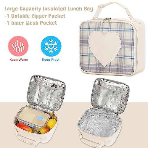 ACESAK Backpack for Girls - Bookbag Backpacks Schoolbag for Girls Kids Teen Women Casual Travel Daypacks - School Bag Elementary Middle School College Cute Backpack with Lunch Box (Beige) - color: Beige