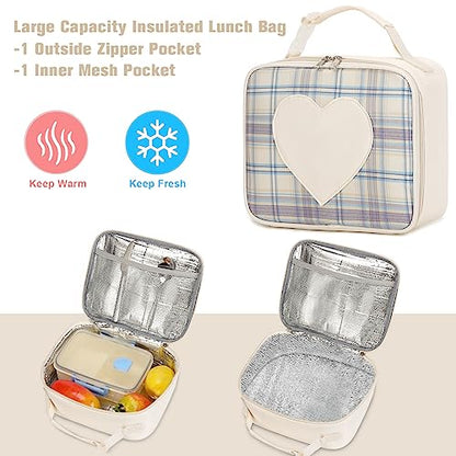 ACESAK Backpack for Girls - Bookbag Backpacks Schoolbag for Girls Kids Teen Women Casual Travel Daypacks - School Bag Elementary Middle School College Cute Backpack with Lunch Box (Beige) - color: Beige